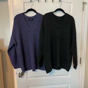 Two Lane Bryant V-Neck Sweaters - Purple and Gray
